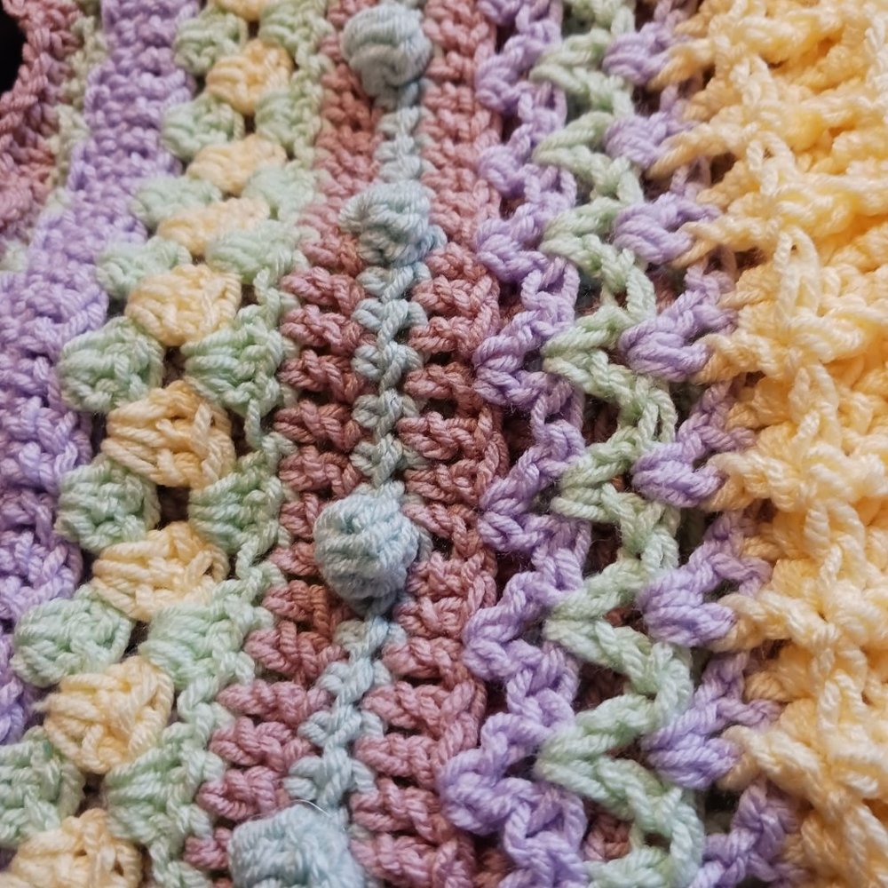 33"x34" Striped Baby Blanket, Sampler Stitch Baby Blanket, Colorful Throw